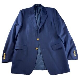 Ralph Lauren Navy Blazer Sport Coat With Gold Buttons Men's 40L Wool
